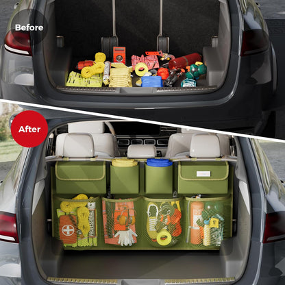 SURDOCA Car Trunk Organizer, LARGE CAPACITY Car Storage Bag with 8 Pockets, 7X Upgraded Trunk Storage Organizer for Car, SUV, Truck, MPV