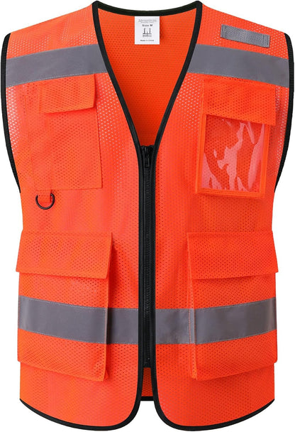 Safety Vest for Men Women Hi Vis Vest with Pockets Mesh High Visibility Vests Meets ANSI/ISEA Standards