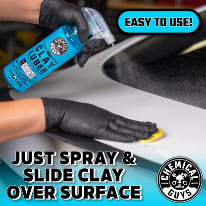 Chemical Guys Clay Bar Kit, Medium Duty with Luber Synthetic Lubricant – Removes Embedded Dirt, Restores Smooth Paint, Preps for Wax and Sealant - Safe for Cars, Trucks, SUVs, 16 oz, 2 Items