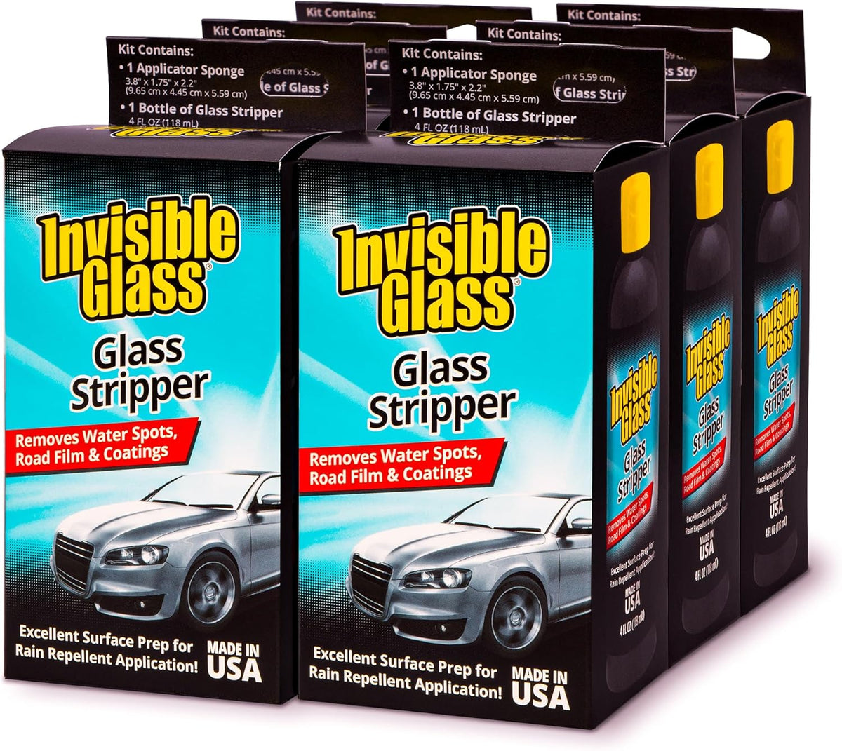 Invisible Glass 91411 Glass Stripper Water Spot Remover Kit – Cerium Oxide Based Auto Glass Polish for Windshields, Hard Water Spots, Road Films & Old Coatings – 4 Fl Oz