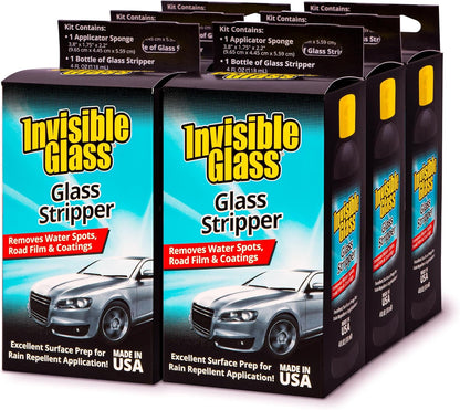 Invisible Glass 91411 Glass Stripper Water Spot Remover Kit – Cerium Oxide Based Auto Glass Polish for Windshields, Hard Water Spots, Road Films & Old Coatings – 4 Fl Oz