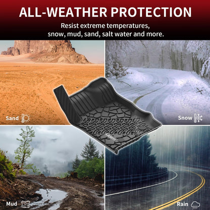 LASFIT Floor Mats for Ford F-150 2021-2026 | F150 Lightning 2022-2025 SuperCrew (Rear w/Fold Flat Storage) Carpet Floor All Weather Car Liners TPE Truck Mats - 1st and 2nd Row, 3pcs Black