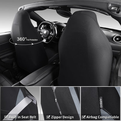 CAR PASS Waterproof Car Seat Covers Front Seats Only with 5mm Composite EVA, Neoprene Car Seat Cover with Separate Headrest Cover, Quick Setup Universal Fit for Car SUV Trucks,Airbag Compatible（Gray