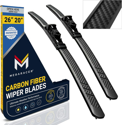 Premium Silicone Carbon Fiber Windshield Wiper Blades 22" & 20" - Patented All-Season, Quiet & Smooth Streak-Free Clean Wipe, OEM Quality, Front Automotive Replacement Wipers for Car & Truck (2 Pack)