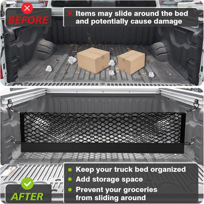 Muslogy Truck Bed Cargo Net Trunk Netting Compatible with 2023-2025 2026 Honda CR-V Accessories, Pickup Cargo Organizer SUV Sedan Storage Net w/Heavy Duty Carabiners - Colors A