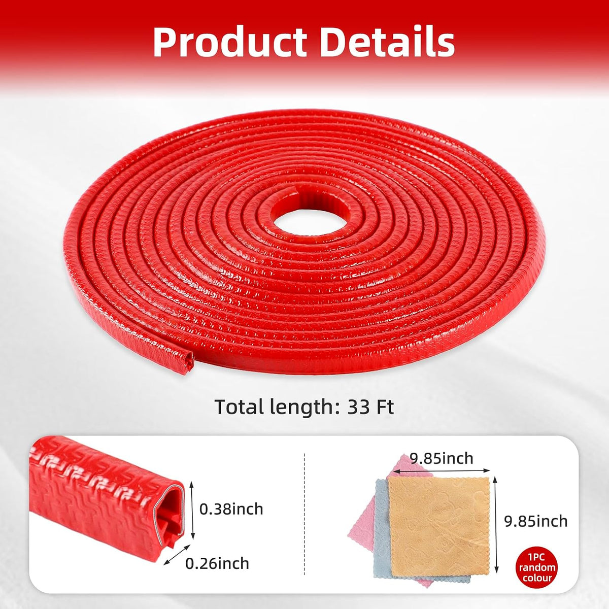SINGARO 33Ft (10M) Car Door Edge Guard, No Glue Car Door Entry Guard Protective Strip, Rubber Edge Trim Car Door Protector, Applicable to Car, Truck, SUV and ATV, Car Exterior Accessories（Black）