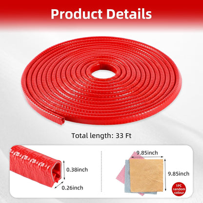 SINGARO 33Ft (10M) Car Door Edge Guard, No Glue Car Door Entry Guard Protective Strip, Rubber Edge Trim Car Door Protector, Applicable to Car, Truck, SUV and ATV, Car Exterior Accessories（Black）