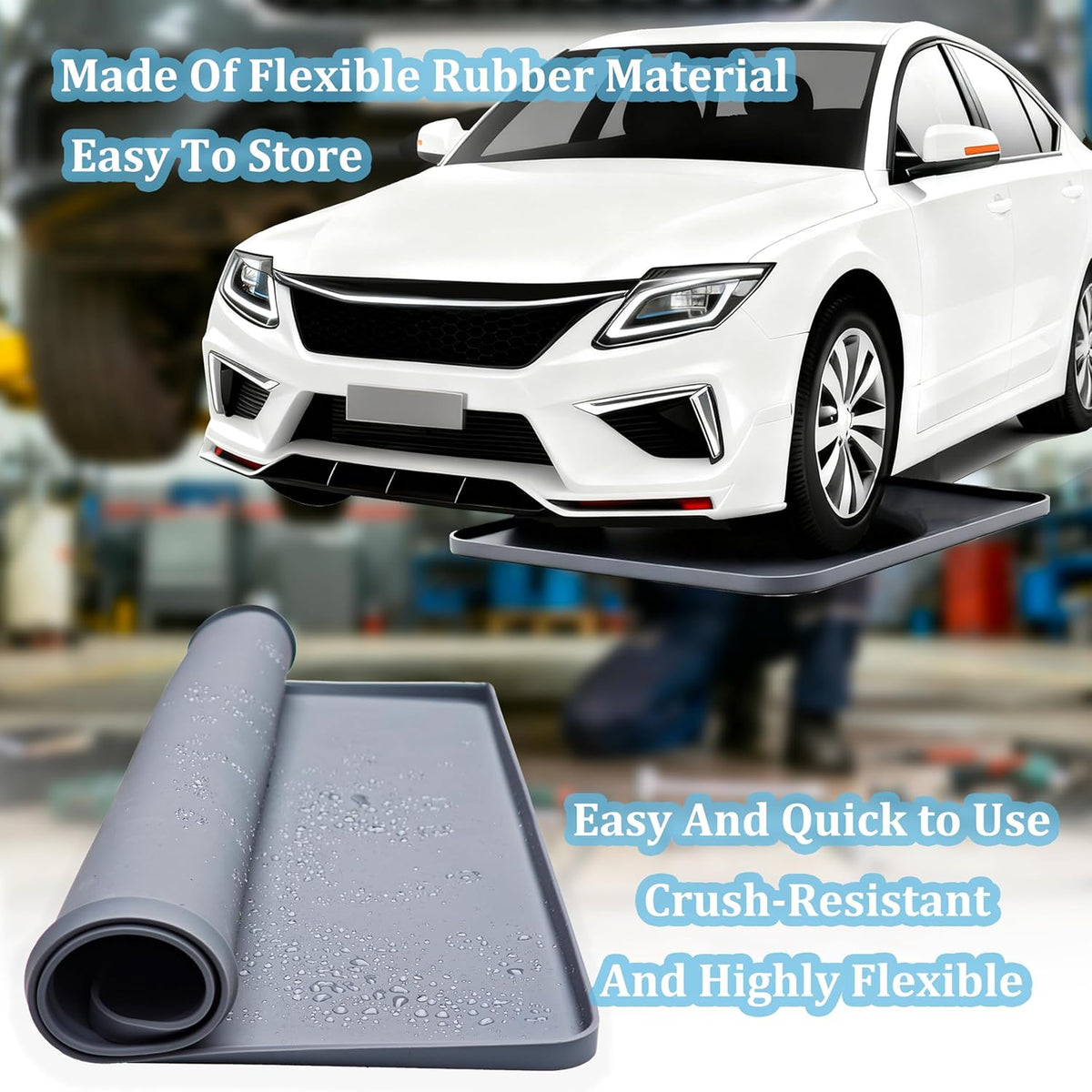 Oil Drip Pan for Under Car, Oil Spill Mat for Garage Floor Waterproof Driveway Outdoor Oil Drip Tray Silicone Oil Drip Pan No Splatter Non-Slip Oil Catch Pan Easy to Clean Reusable