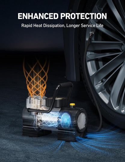 AstroAI Tire Inflator Portable Air Compressor 150 PSI 12V DC Tire Pump with Digital Gauge Auto Shut-Off Fast Inflation, Ultra-Bright 12 LED Emergency Light for Car, Motorcycle, Bike, Ball, Inflatables