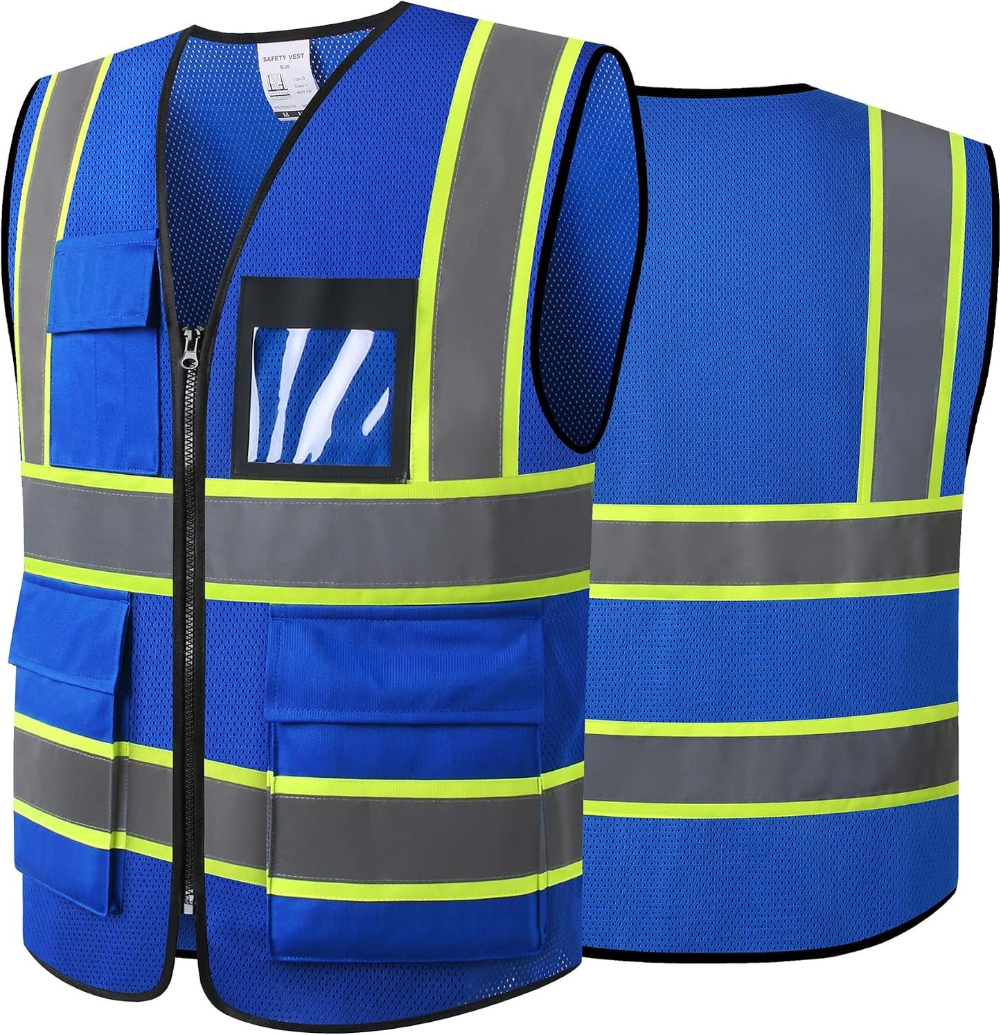 Reflective High Visibility Safety Vest for Men Women with Pockets Zipper Front Meets ANSI/ISEA Standards