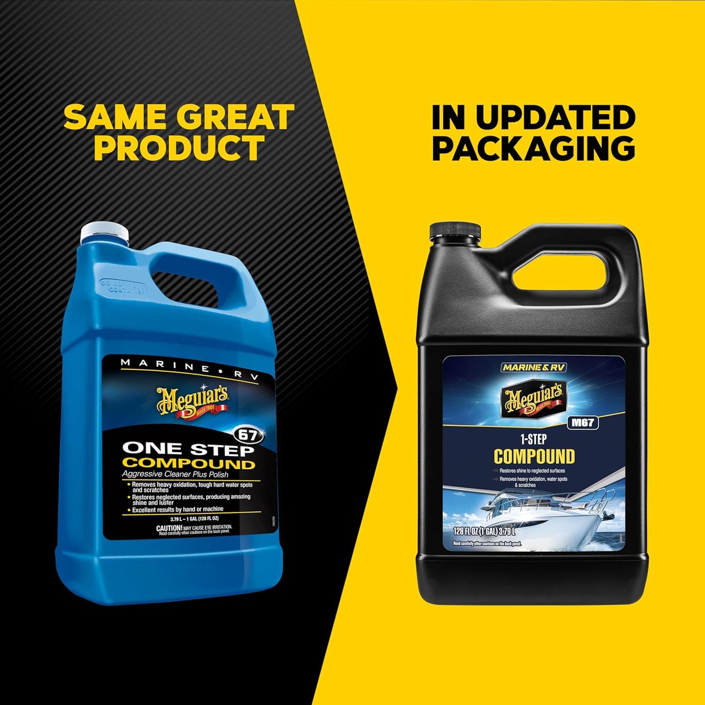 Meguiar's M6732 Marine/RV One Step Compound, Remove Oxidation, Stains, Scratches, and Water Spots, Restore the Color and Shine of Fiberglass Gel Coat Finishes, 32 Oz Bottle