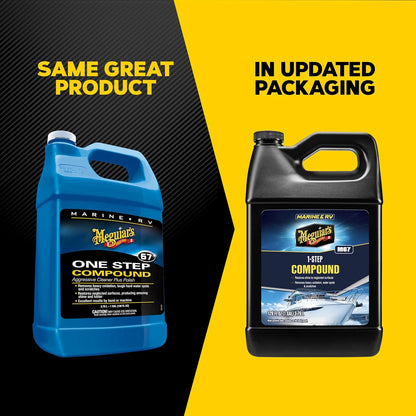 Meguiar's M6732 Marine/RV One Step Compound, Remove Oxidation, Stains, Scratches, and Water Spots, Restore the Color and Shine of Fiberglass Gel Coat Finishes, 32 Oz Bottle