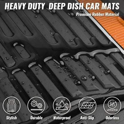 CAR PASS Heavy Duty Rubber Car Floor Mats, Deep Waterproof Car Floor Mats All Weather, Aluminum Film Floor Mats for Cars Non-Slip Universal Trim to Fit for SUVs Trucks Sedans Vans, Black Grey Metallic