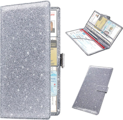 RSAquar Car Registration and Insurance Holder, Vehicle Glove Box Organizer Cool Car Accessories, Auto Truck Document Holder for Cards, Driver License, Black Glitter