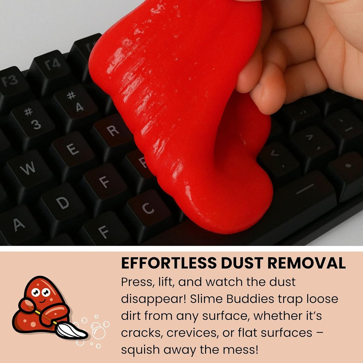 Slime Buddies Car Cleaning Gel Putty - Strawberry Scented Interior Detailing Tool for Cup Holders, Air Vents & Keyboard - Reusable Auto Detailing Accessories - Dust Remover Goop - Gifts for Men Women