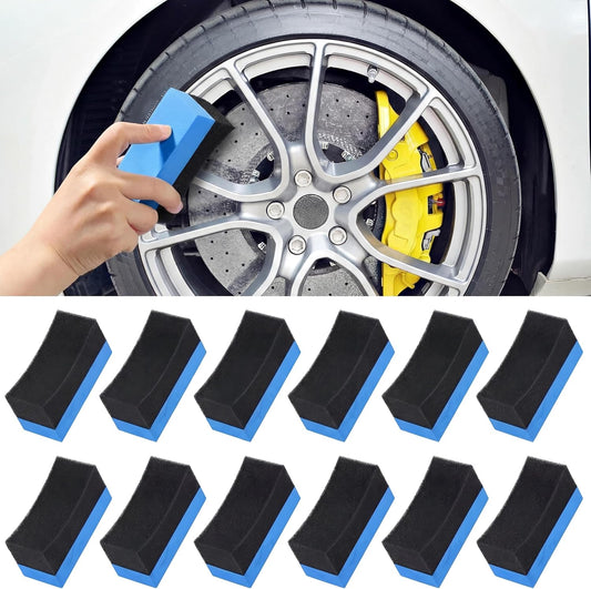 Frienda 12 Pcs Even Tire Applicator Dressing Shine Sponge, Reusable Tire Dressing Applicator Pad, Soft Color Polishing Sponge for Car Glass, Painted Steel, Porcelain and More(Yellow)