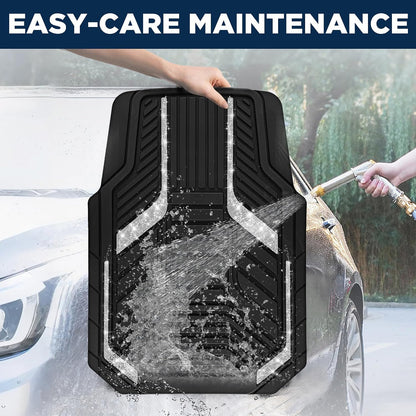 PIC AUTO Heavy Duty Rubber Floor Mats, Purple Aluminum Film Car Mats Set, Front and Rear Car Mats with Anti-Slip Backing, All Weather Protection, Trim-to-Fit for Automotive SUV, Sedan, Van