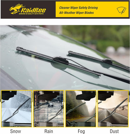 Raidbee® 26"+26" Windshield Wiper Blades Replacement for Ford Fusion 2013 2014 2015 2016 2017 2018 2019 2020 Genuine OEM Quality 2 Pack - Colors B
