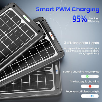 POWOXI Upgraded 7.5W-Solar-Battery-Trickle-Charger-Maintainer-12V Portable Waterproof Solar Panel Trickle Charging Kit for Car, Automotive, Motorcycle, Boat, Marine, RV,Trailer, Snowmobile, etc.