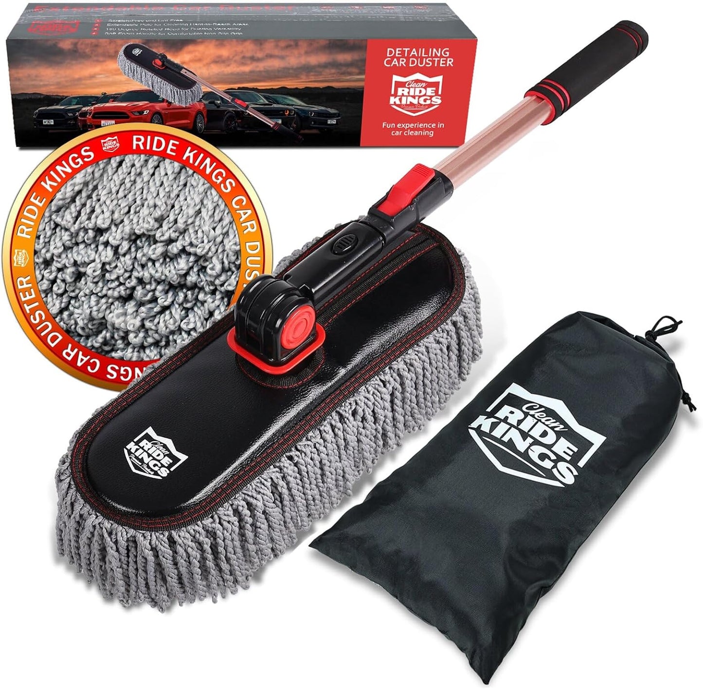 Car Duster Exterior Scratch Free,Soft Car Brush Kit for Truck,SUV,RV and Motorcycle,Wax Cotton Hair,Dusters with Extendable Handle,Duster for Cleaning,Dust Pollen Removing,No Lint