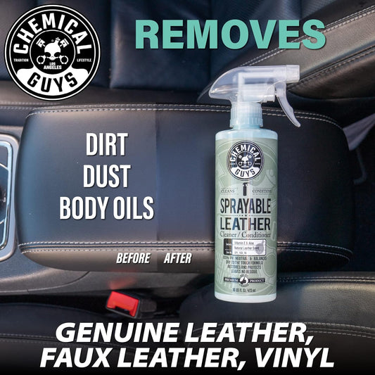 Chemical Guys Sprayable Leather Cleaner and Conditioner in One - Cleans, Conditions, and Protects Leather, Vinyl, Faux & More, Safe for Cars, Furniture & Apparel - 16 oz