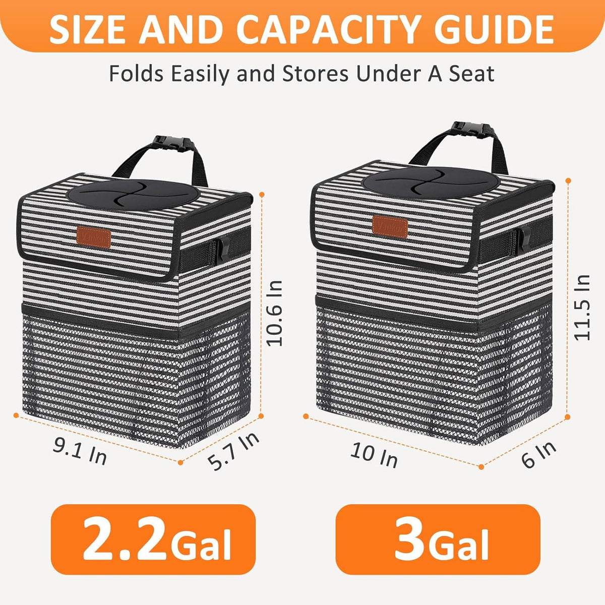 Vankor Car Trash Can Bin with Lid Hanging for Back Seat, Car Accessories for Women Men Leak Proof Automotive Garbage Cans Leakproof Vehicle Trash Can for Truck SUV Black