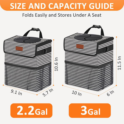 Vankor Car Trash Can Bin with Lid Hanging for Back Seat, Car Accessories for Women Men Leak Proof Automotive Garbage Cans Leakproof Vehicle Trash Can for Truck SUV Black