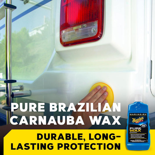 Meguiar’s Marine/Rv Pure Wax Carnauba Blend, Boat Wax/Marine Wax, Boat Polish That Delivers Long-Lasting Protection; Use On Gel Coat, Fiberglass And Painted Finishes On Boats And Rvs - 16 Oz Bottle