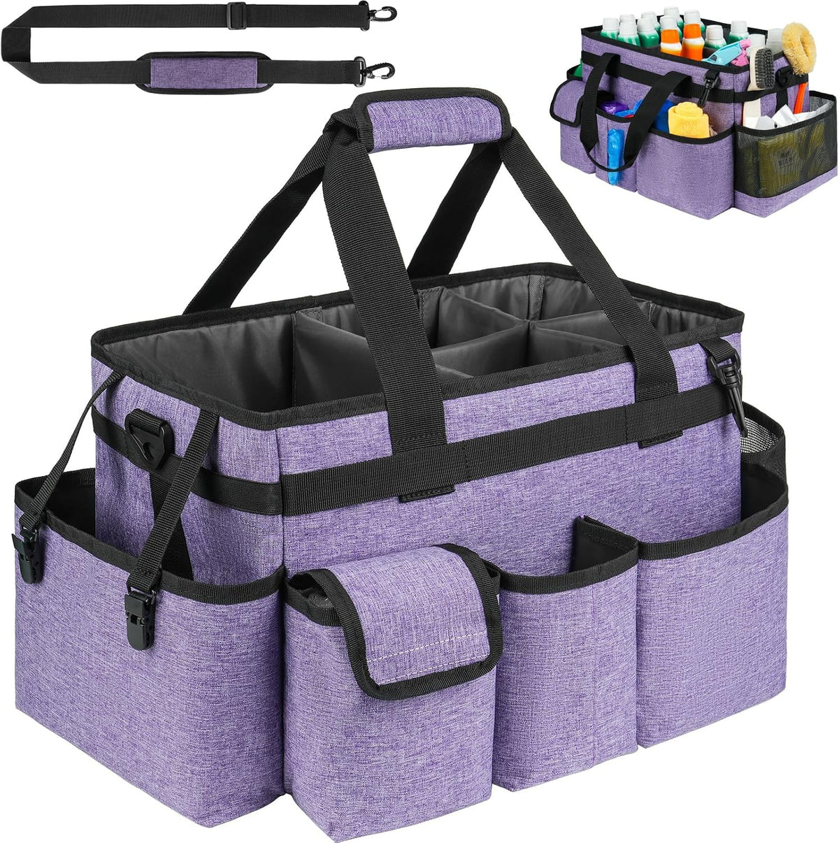 Cleaning Caddy,Cleaning Bag for Housekeepers,Cleaning Supplies Organizer with Handle,Black