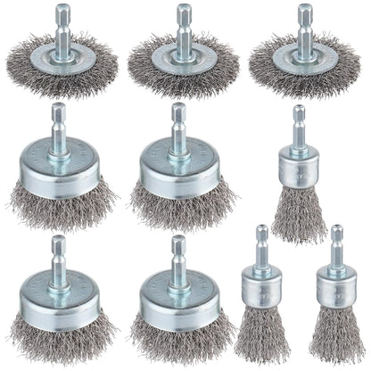 Rocaris 6 Pack Carbon Steel Wire Wheel and Pen Brush Set with 1/4-Inch Hex Shank for Rust Removal, Corrosion and Scrub Surfaces