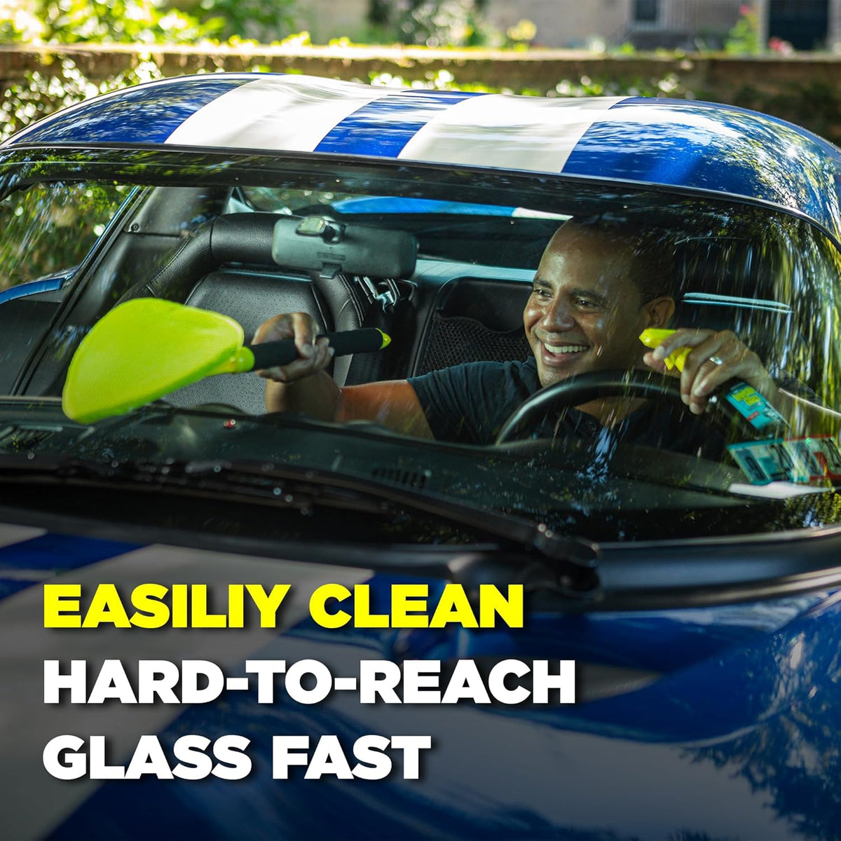 Invisible Glass 99031 Reach & Clean Glass Windshield Cleaner Tool Combo Kit With Premium Aerosol Glass Cleaner, Extendable Handle, (2) Reusable Quick Change Microfibers, and Storage Bag