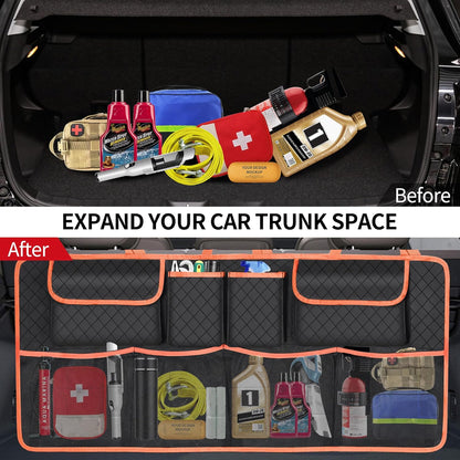Car Trunk Organizer and Storage, Large Capacity Backseat Hanging Storage Accessories, Backseat Car Organizer for SUV/MPV/Truck (Black)