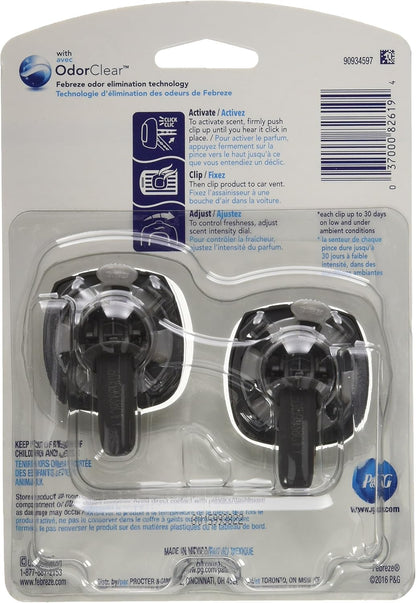 Febreze Car Air Freshener Vent Clip Platinum Ice Scent, .07 oz. Car Vent Clip, Pack of 4