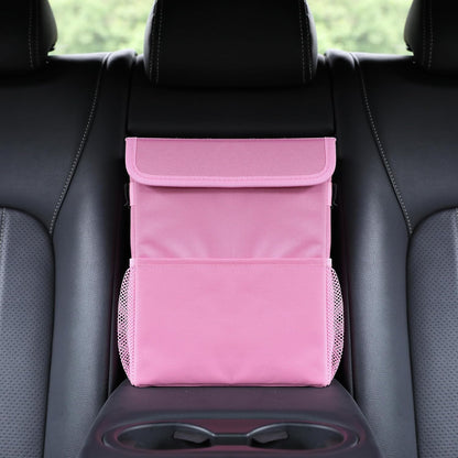 AOKJOY Car Garbage can with lid Leak Proof Vehicle Trash Can 3 Storage Pockets Hanging Waterproof car Trash Bag for SUV Beige