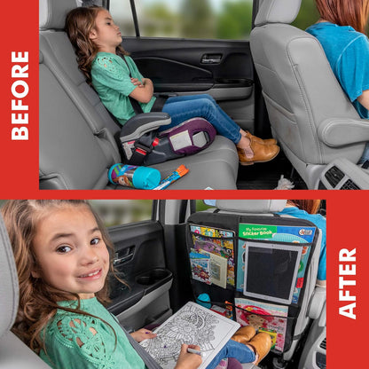 Lusso Gear Seat Back Protector - 2-Pack Kids Kick Mat & Car Seat Organizer - Waterproof Oxford Backseat Cover - 3 Mesh Pockets for Car Organization, Black