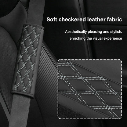 2PCS Car Seat Belt Cover Pads,Leather Seatbelt Covers Protect Shoulder and Neck Car Accessories Interior,Universal Car Seat Strap Pads Car Decorations for Most Cars Trucks (Black/Red)