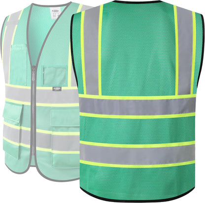 JKSafety Safety Vest for men women Hi Vis Reflective Vest with Pockets and Zipper High Visibility Meet ANSI Standard（BX320