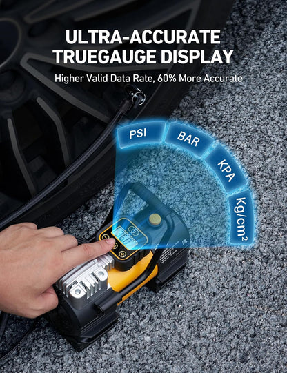 AstroAI Tire Inflator Portable Air Compressor 150 PSI 12V DC Tire Pump with Digital Gauge Auto Shut-Off Fast Inflation, Ultra-Bright 12 LED Emergency Light for Car, Motorcycle, Bike, Ball, Inflatables