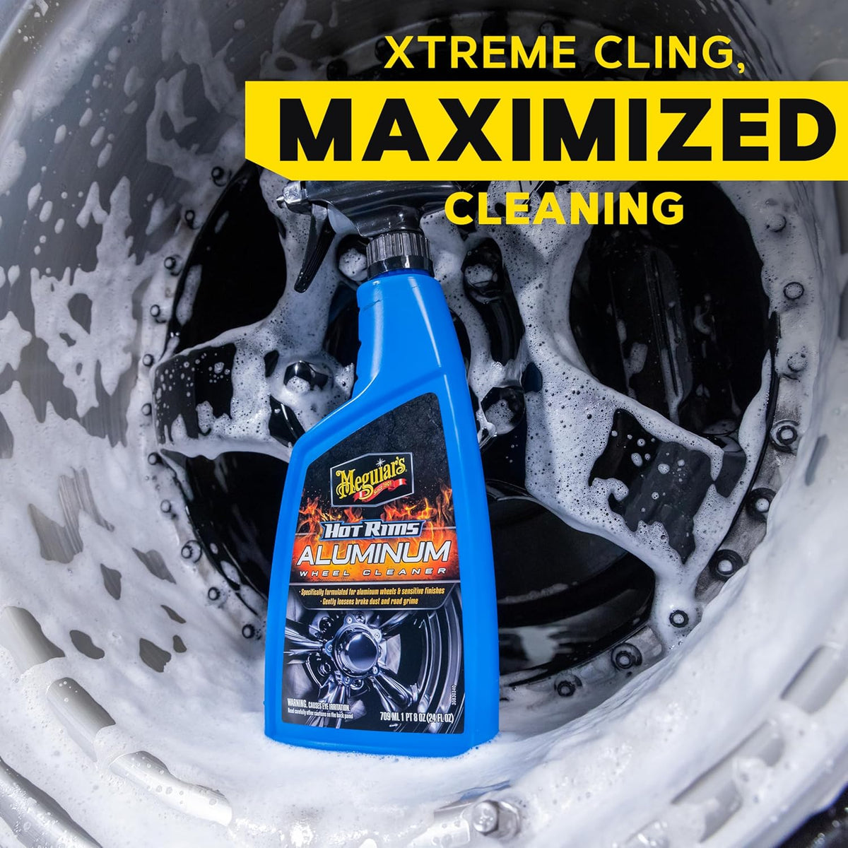 Meguiar's Hot Rims Aluminum Wheel Cleaner, Deep Foaming Rim Cleaner Spray Formulated to Effectively Clean Uncoated Polished Aluminum, Anodized, and Powder-Coated Wheels, 24 Oz