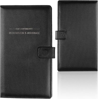 GNEGNI Car Registration and Insurance Holder, Premium PU Leather, 7-Pocket Vehicle Glove Box Car Organizer with Magnetic Closure for Driver License, Cards, 5.12" x 9.25