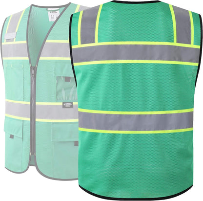 JKSafety Safety Vest for Men Women Hi Vis Relfective Vest with Pockets High Visibility Meet ANSI Standard