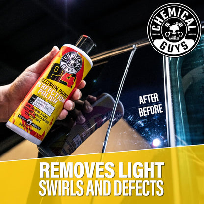 Chemical Guys C4 & P4 Clear Cut Correction Compound and Precision Paint Perfection Polish Combo - Removes Scratches, Swirls, Towel Marks, and Etching, Restores Gloss, Polishing Kit - 2 x 16 oz