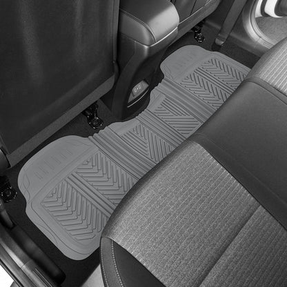 Motor Trend FlexTough Performance All Weather Rubber Car Floor Mats - 3 Piece Floor Mats Automotive Liners for Cars Truck SUV, Heavy-Duty Waterproof (Black)