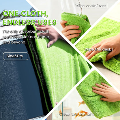 PUGPIU Microfiber Car Drying Towel Extra Large Super Absorbent 48"X24", 1400 GSM Flash Detail Car Wash Drying Towel Edgeless with Two Sided Soft Twisted-Loop, No Water Spots Streaks for Cars (Green)