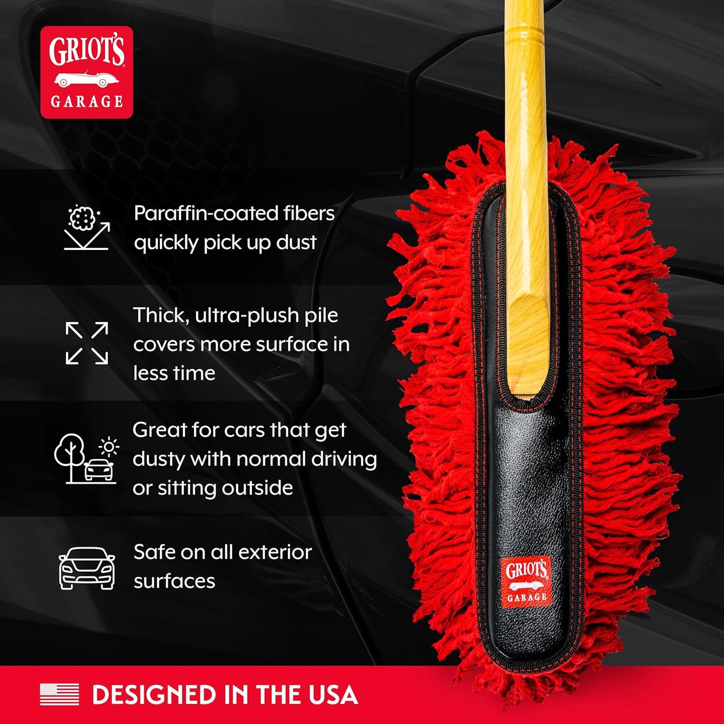 Griot's Garage Microfiber Mini Duster for Car Interior Cleaning and Detailing, Cleans Paint, Glass, Chrome, and Trim, Storage Bag Included, 11412
