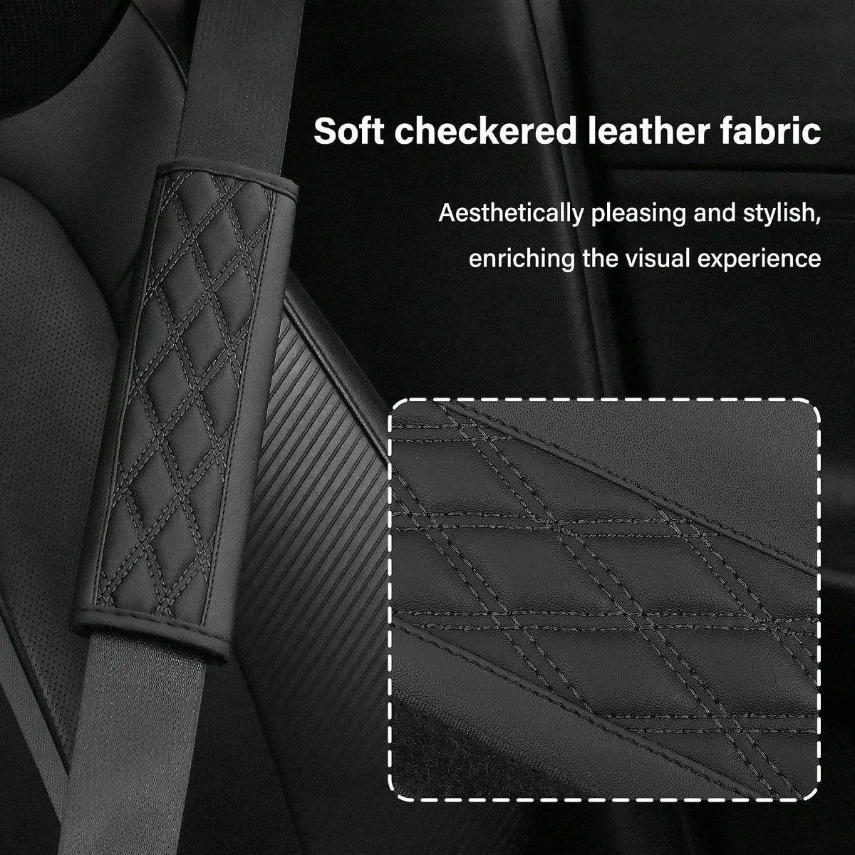 2PCS Car Seat Belt Cover Pads,Leather Seatbelt Covers Protect Shoulder and Neck Car Accessories Interior,Universal Car Seat Strap Pads Car Decorations for Most Cars Trucks (Black/Red)