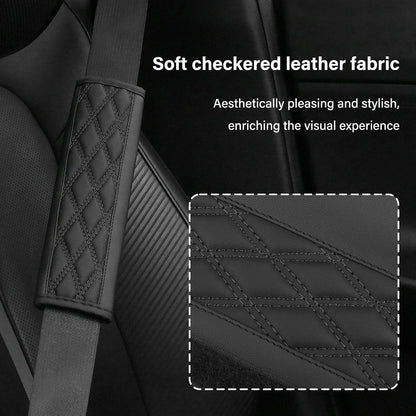 2PCS Car Seat Belt Cover Pads,Leather Seatbelt Covers Protect Shoulder and Neck Car Accessories Interior,Universal Car Seat Strap Pads Car Decorations for Most Cars Trucks (Black/Red)