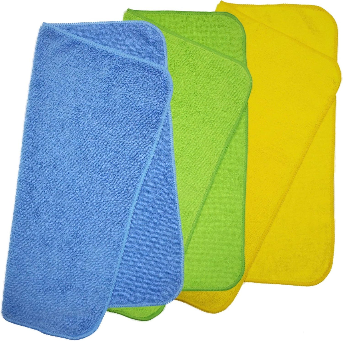 POLYTE Premium Microfiber Cleaning Towel,16x16 in 36 Pack (Blue,Gray,Yellow)