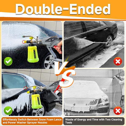 M MINGLE High Pressure Washer Gun with Foam Cannon, Foam Cannon Dual Connector Accessory, Car Wash Foam Gun Kit 1/4 Inch Quick Connector, 5 Pressure Washer Nozzle Tips