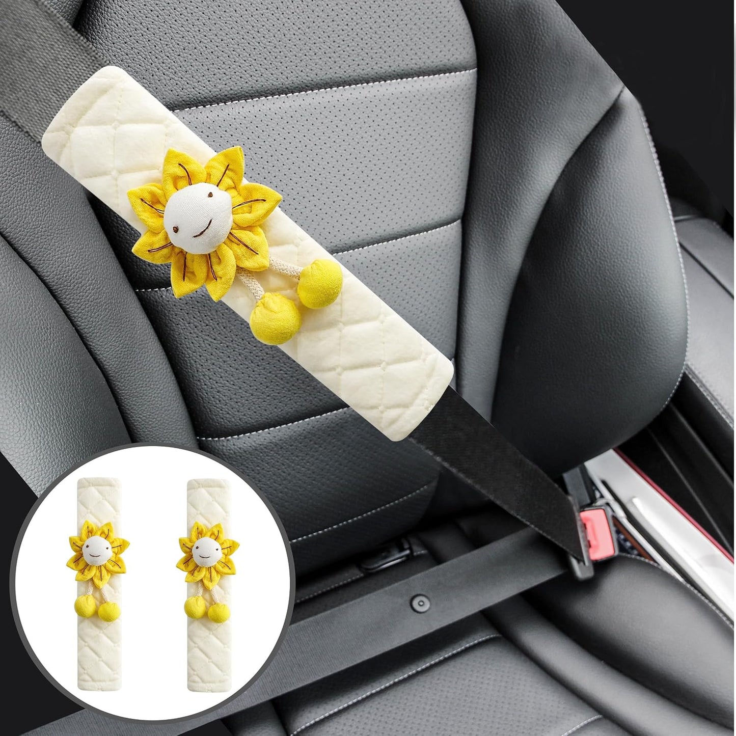Amooca 2-Pack Soft Seat Belt Covers Universal Car Shoulder Pad Cushions with Braid Pattern for Comfortable Driving & Bag Strap Protection Red